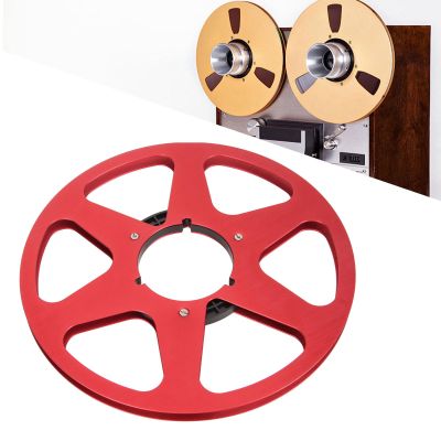 Diyeeni Audio Tape Reel, Empty Aluminum 10.5-Inch Take-Up Reel for 1/4-Inch Tape, 6-Hole, Red