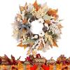Festive Autumn Wreath with Maple Leaves and Pumpkin Décor view 1
