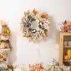 Festive Autumn Wreath with Maple Leaves and Pumpkin Décor view 2