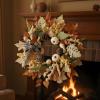 Festive Autumn Wreath with Maple Leaves and Pumpkin Décor view 3
