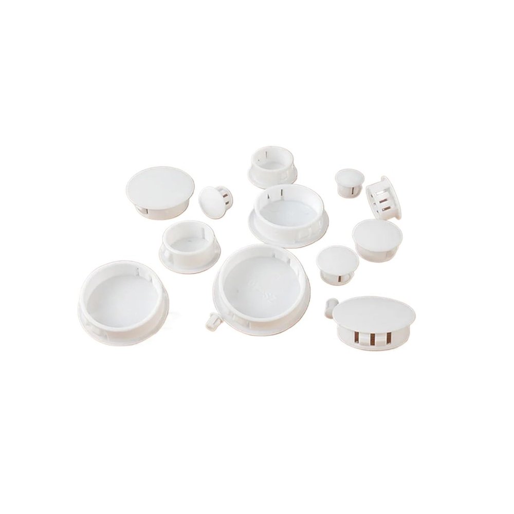 Round Nylon Hole Plugs, Decorative Plastic Covers, White, 13 mm, 20 pcs