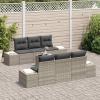 Homgoday 7-Piece Poly Rattan Garden Sofa Set with Cushions, Light Gray, Seats up to 6, Model 3346952 view 3
