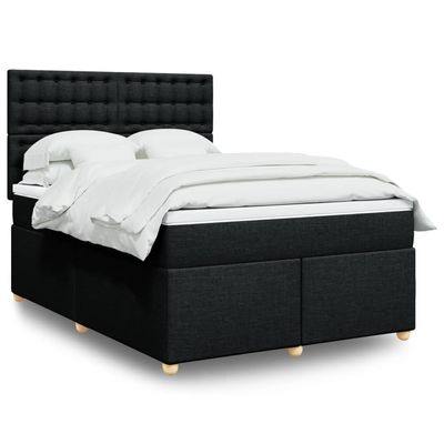 Teenpull Box Spring Bed with Mattress and Headboard, 160 x 200 cm, Black