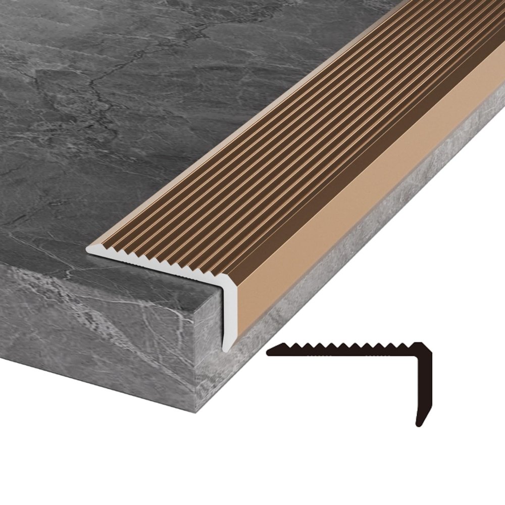 Non-Slip Stair Edge Mats for Outdoor Stairs, Ribbed Metal Edge Protection