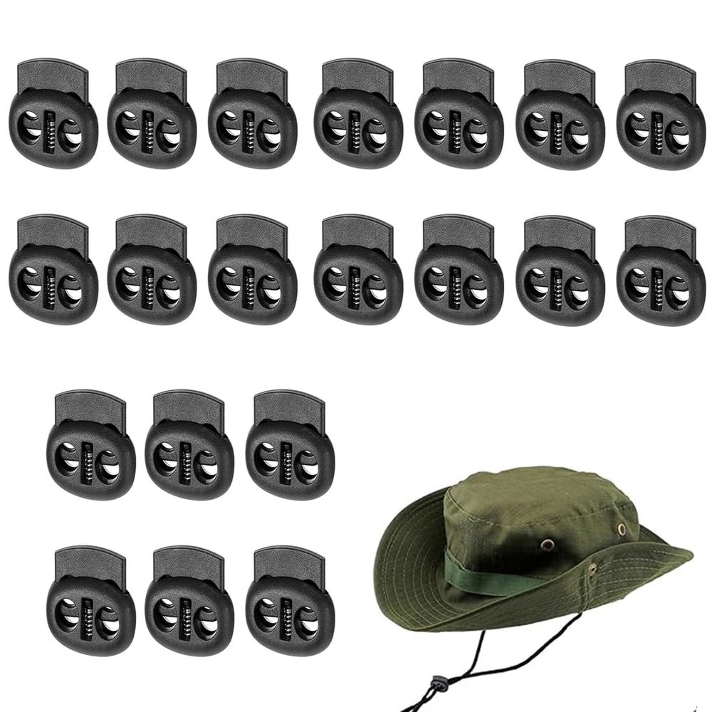 GNALIA 2-Hole Cord Locks, 24 mm, 20-Pack, Black