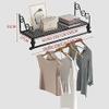 Wall-Mounted Clothing Rack with Shelf, 100 cm, White view 2