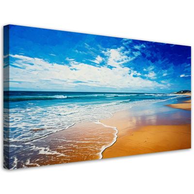Feeby Canvas Wall Art, Beach and Sea Landscape, 31.5 x 15.7 in