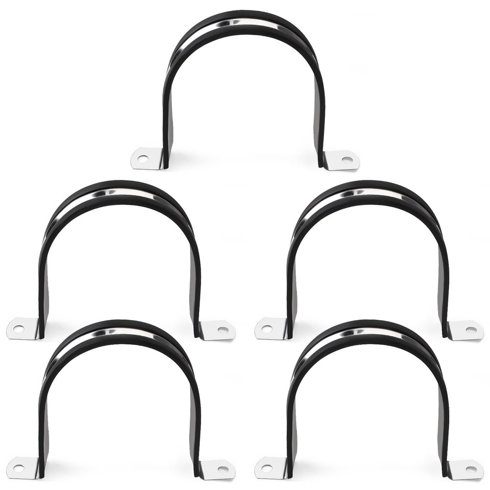 YYIGVMO 5-Pack 89 mm Rubber-Lined U-Clips, 304 Stainless Steel Pipe Clamps