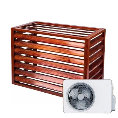 Unmjgybc Wood-Look Air Conditioner Cover for Outdoor Unit, Louvered Top, L110 × W60 × H80 (2–3P), Powder-Coated Aluminum