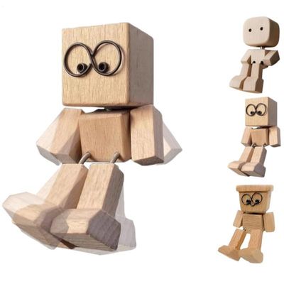 Shaking Wooden Man Figurine, Handmade Wobble Figure for Car