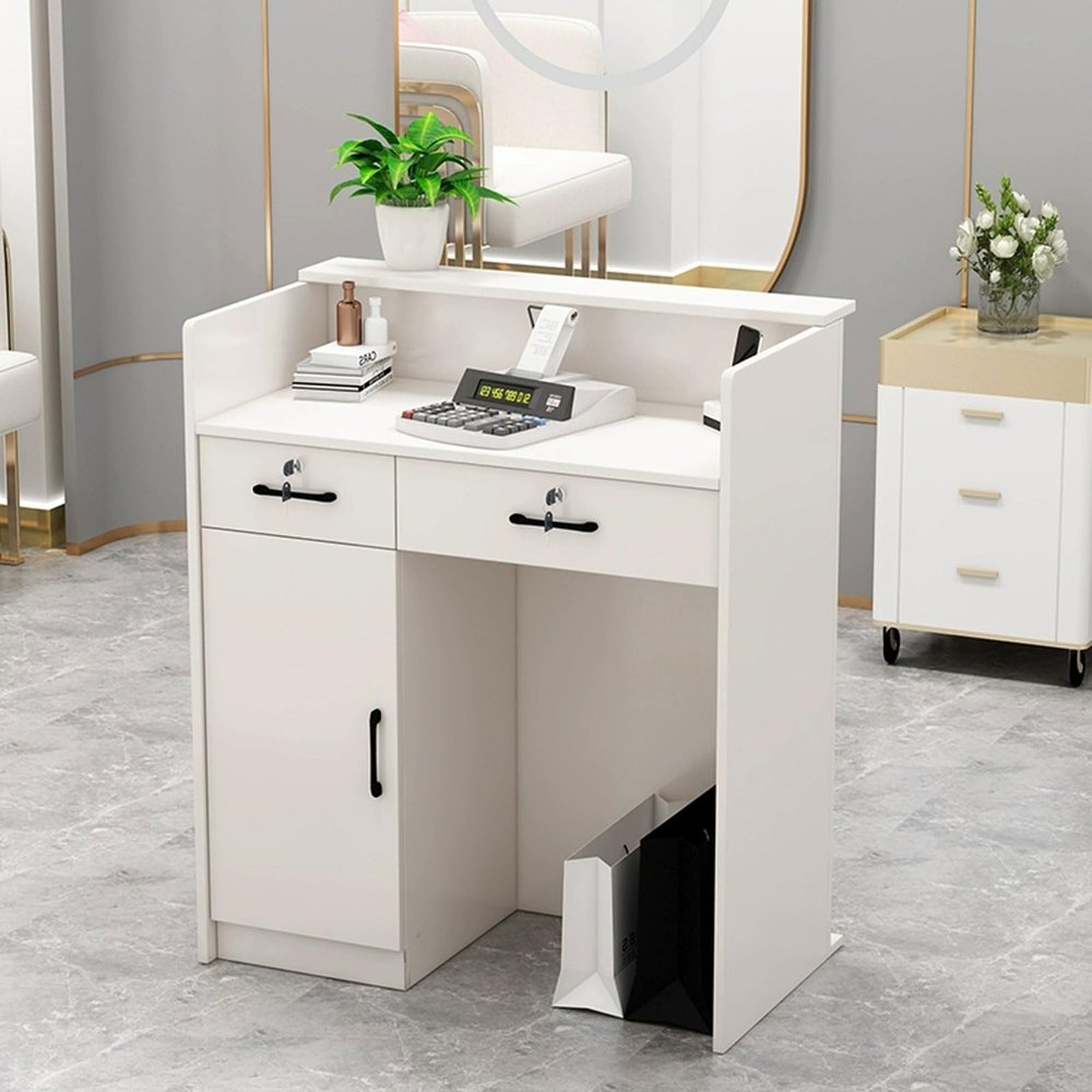 Compact Reception Counter with Lockable Drawer