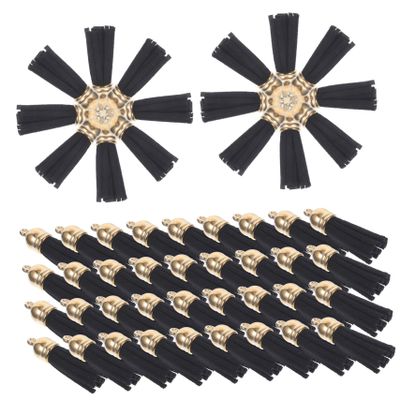 CLISPEED 100 Black Leather Tassel Charms for Crafts, Keychains, Jewelry Making and Bag Charms