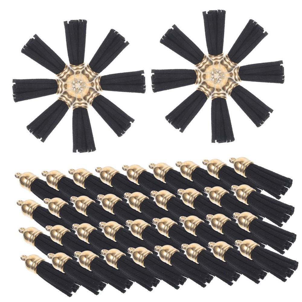 CLISPEED 100 Black Leather Tassel Charms for Crafts, Keychains, Jewelry Making and Bag Charms