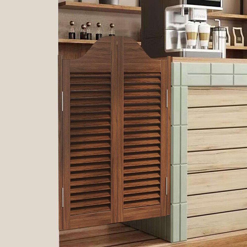 Solid Wood Saloon Swing Door Pair, Double Partition Door, Self-Closing, Retro Café Door