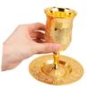 VALICLUD Judaica Chalices with Tray, Set of 2, Gold Zinc Alloy view 4