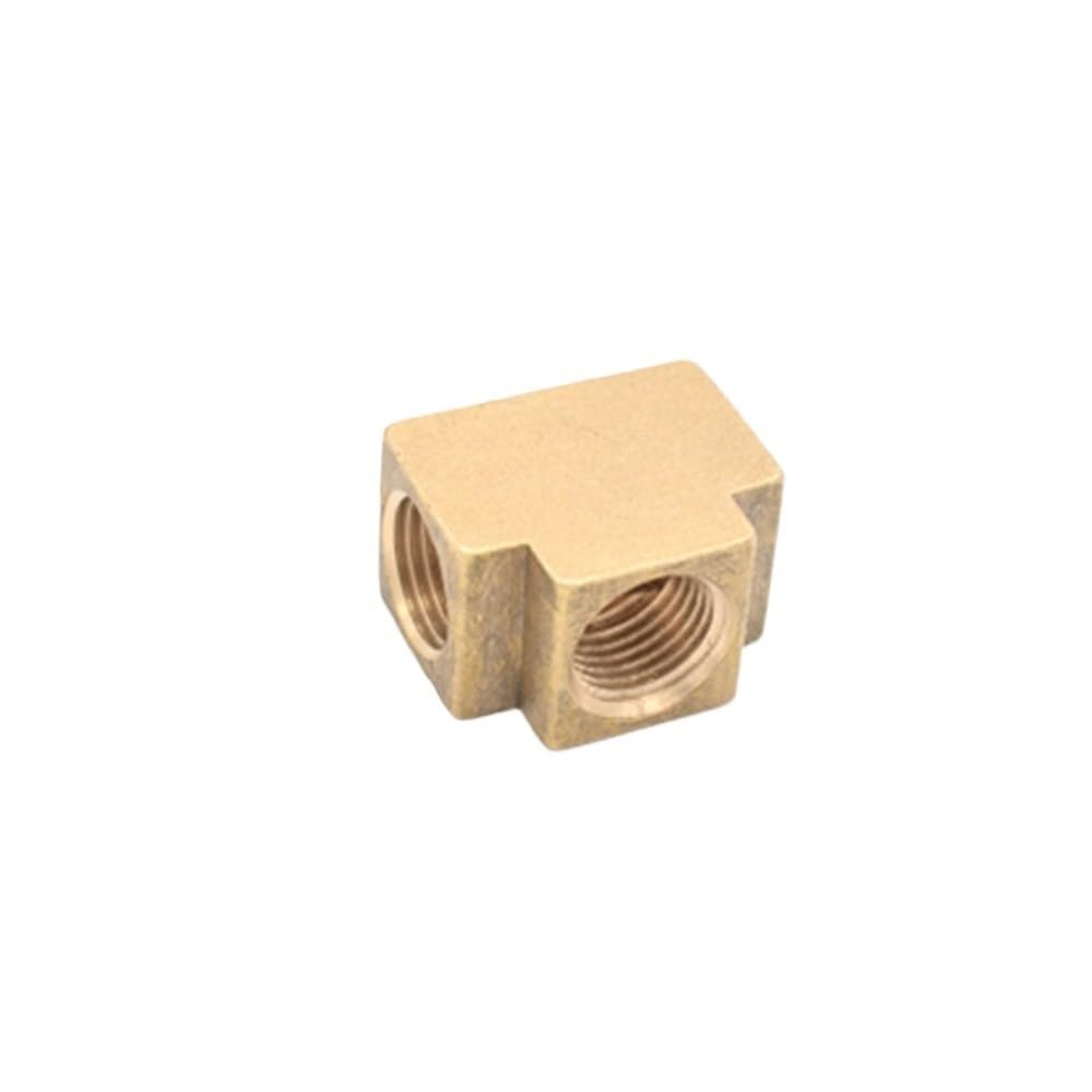 3-Way T-Shaped Brass Pipe Fitting, Equal Female BSP Threads, 3/8"