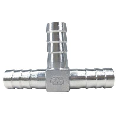 UZAMIRLEX Stainless Steel 3-Way T-Type Hose Barb Fitting, 15 mm