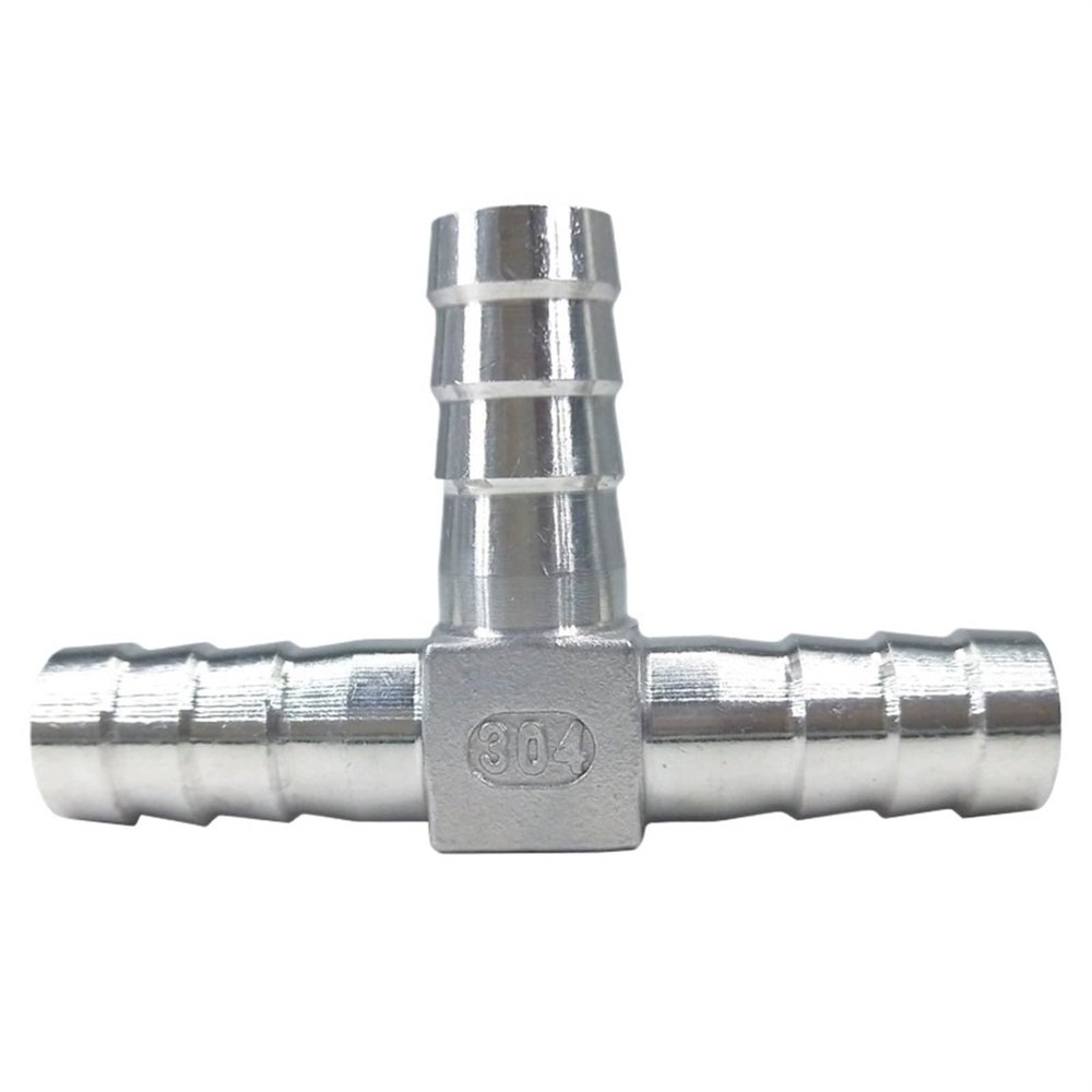 UZAMIRLEX Stainless Steel 3-Way T-Type Hose Barb Fitting, 15 mm