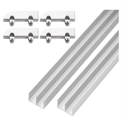 Durable Aluminum Alloy Sliding Door Track Set with Smooth-Rolling Wheels for Display Cabinets, Cupboards, and Cabinet Doors