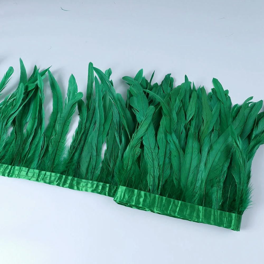 2 m Rooster Tail Feather Fringe Trim for DIY Costumes and Clothing Decor