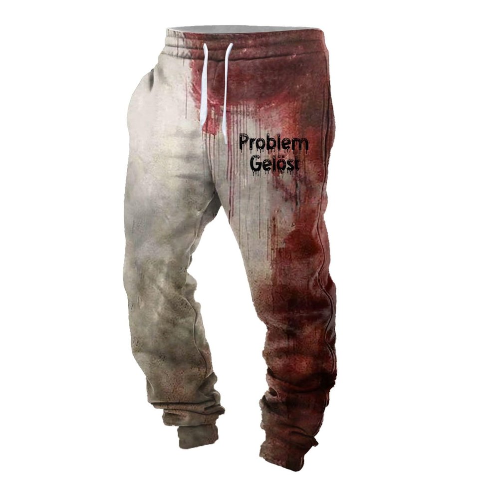 Men's Halloween Lounge Pants with Bloody Print (Blue, L)