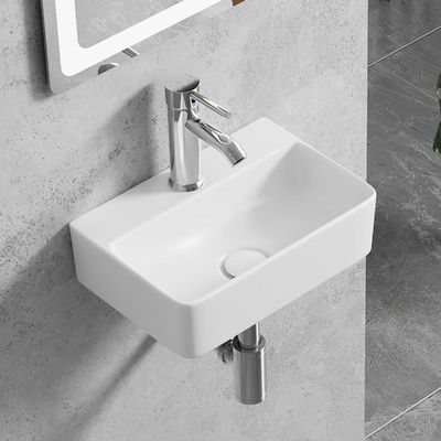 Ceramic Sink, Wall-Mounted, Modern Design for Bathroom, Washroom and Utility Room