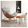 Rocking Chair with Padded Cushions and Wooden Legs view 1