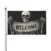 Skeleton Horror Welcome Banner, Spooky Yard Flag, 90 x 150 cm view 1