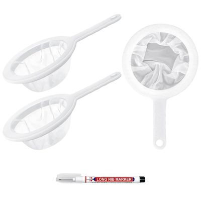Fine Mesh Strainer Set, 3-Piece, 100/200/400 Mesh with Handles and Black Marker