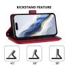 Leather Case for Xiaomi Redmi Note 14 4G, Embossed Butterfly Flip Cover with Zipper, Card Slots and Stand, Red view 2