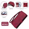 Leather Case for Xiaomi Redmi Note 14 4G, Embossed Butterfly Flip Cover with Zipper, Card Slots and Stand, Red view 3