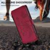 Leather Case for Xiaomi Redmi Note 14 4G, Embossed Butterfly Flip Cover with Zipper, Card Slots and Stand, Red view 4