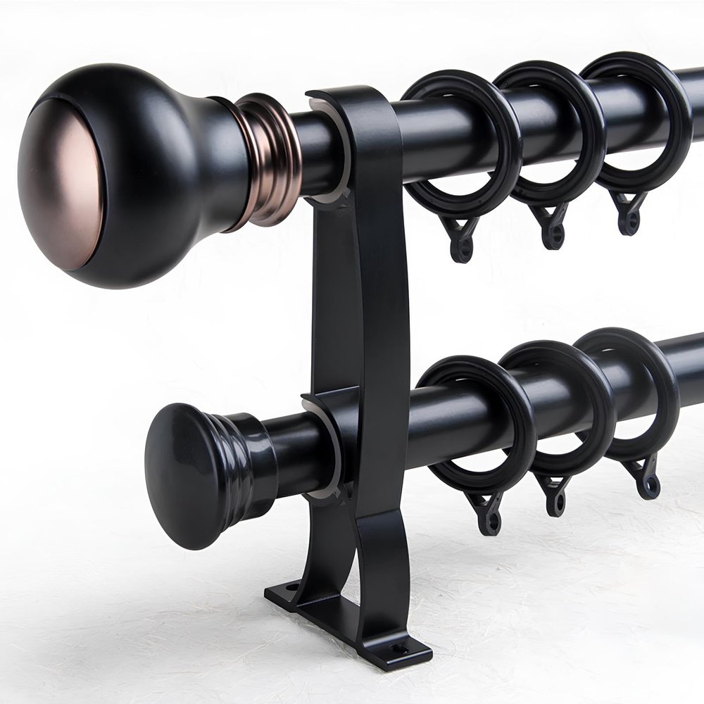 Durable Double Curtain Rod, 70 x 700 cm, Adjustable and Quiet, for Living Rooms and Bedrooms