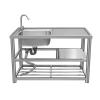 Freestanding Stainless Steel Sink with Faucet and Left Drainboard, Single Bowl, 100 x 45 cm view 1