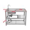 Freestanding Stainless Steel Sink with Faucet and Left Drainboard, Single Bowl, 100 x 45 cm view 2