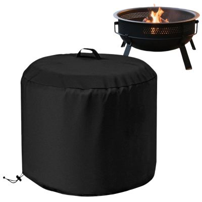 Outdoor Fire Pit Cover with Side Pocket, Windproof Oxford Fabric