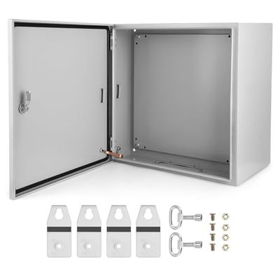 PUFAHAU Electrical Enclosure, Steel Junction Box, 4-Section Electrical Cabinet, IP66 Waterproof and Dustproof, Universal Project Box, 24 x 24 x 12 in