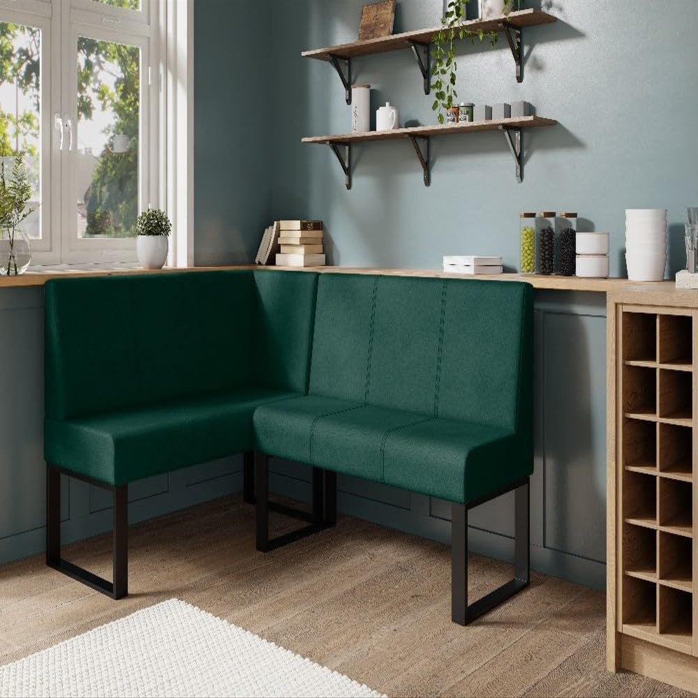 JKG Meble Dining Room Corner Bench, Green, Right, 130 x 170 cm