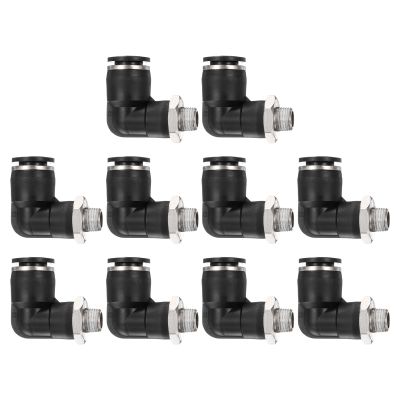 QUARKZMAN 10-Piece 90° Push-In Pneumatic Elbow Fittings, 1/8" BSPT x 10 mm