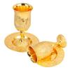 FUNOMOCYA Embossed Judaica Goblet with Saucer, Set of 2, Zinc Alloy view 1