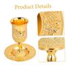 FUNOMOCYA Embossed Judaica Goblet with Saucer, Set of 2, Zinc Alloy view 3