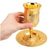 FUNOMOCYA Embossed Judaica Goblet with Saucer, Set of 2, Zinc Alloy view 4