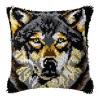 DIY Latch Hook Pillow Kit, Gray Wolf Design, 43 x 43 cm view 1