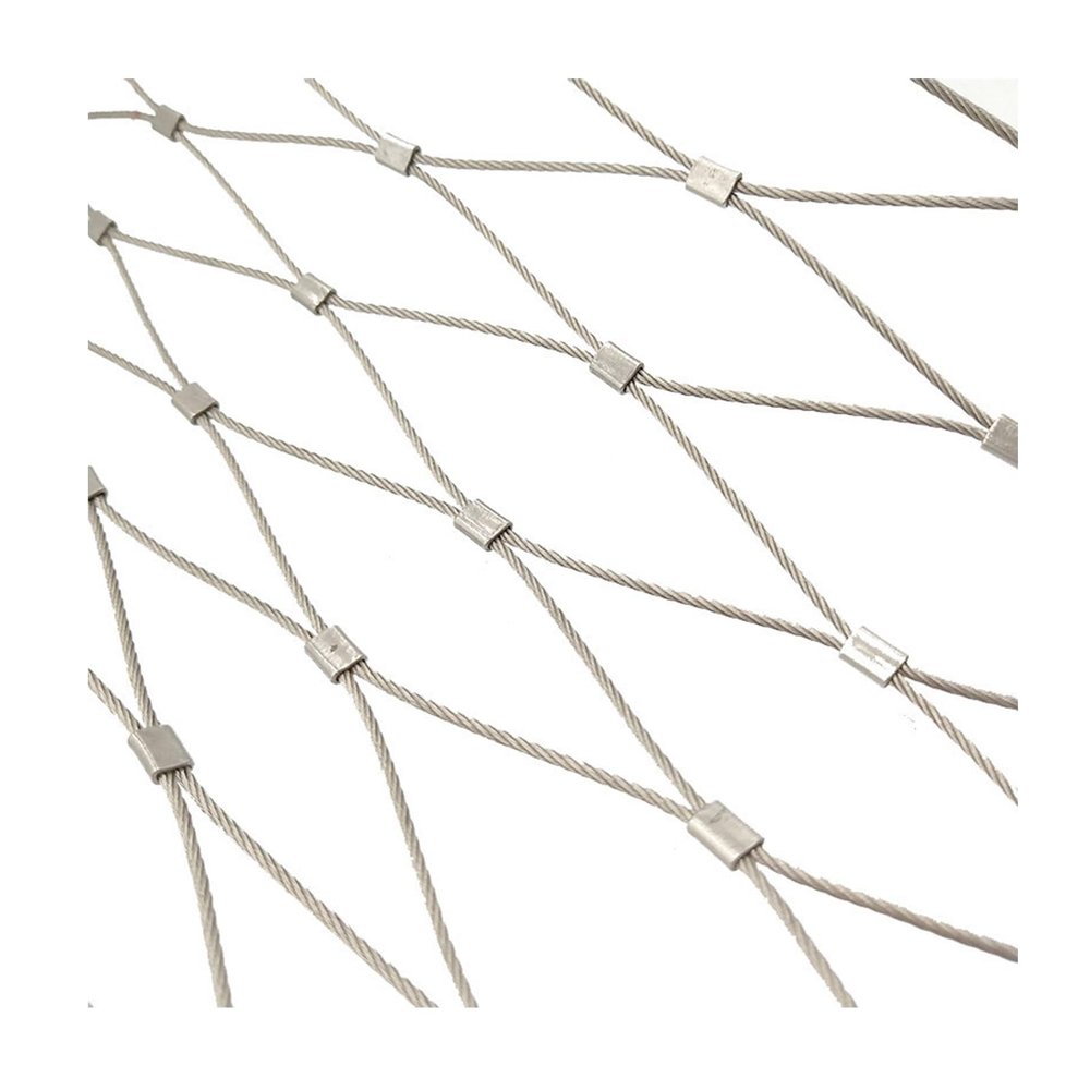 304 Stainless Steel Rope Net, Flexible Plant Climbing and Animal Fence Net, Silver, 3 mm, 2 × 8 m