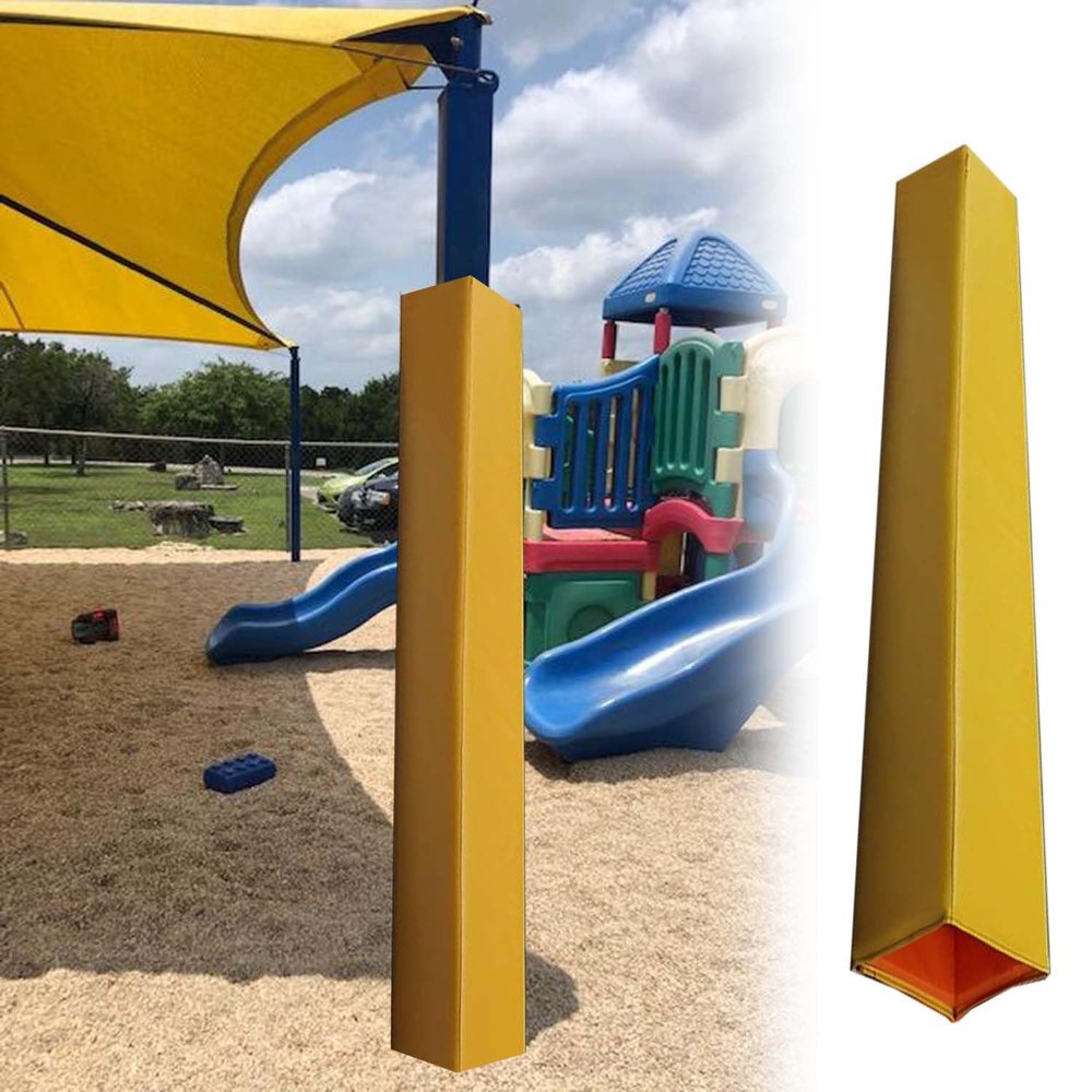 Square Outdoor Pole Padding, 2.1 m, Yellow, 11 x 11 cm