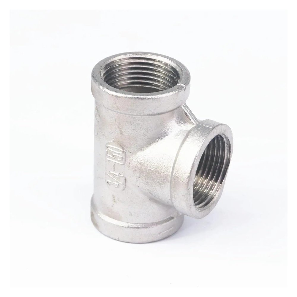3/4" BSP Equal Female Tee, 3-Way, 304 Stainless Steel Pipe Fitting Connector for Water, Air, and Gas
