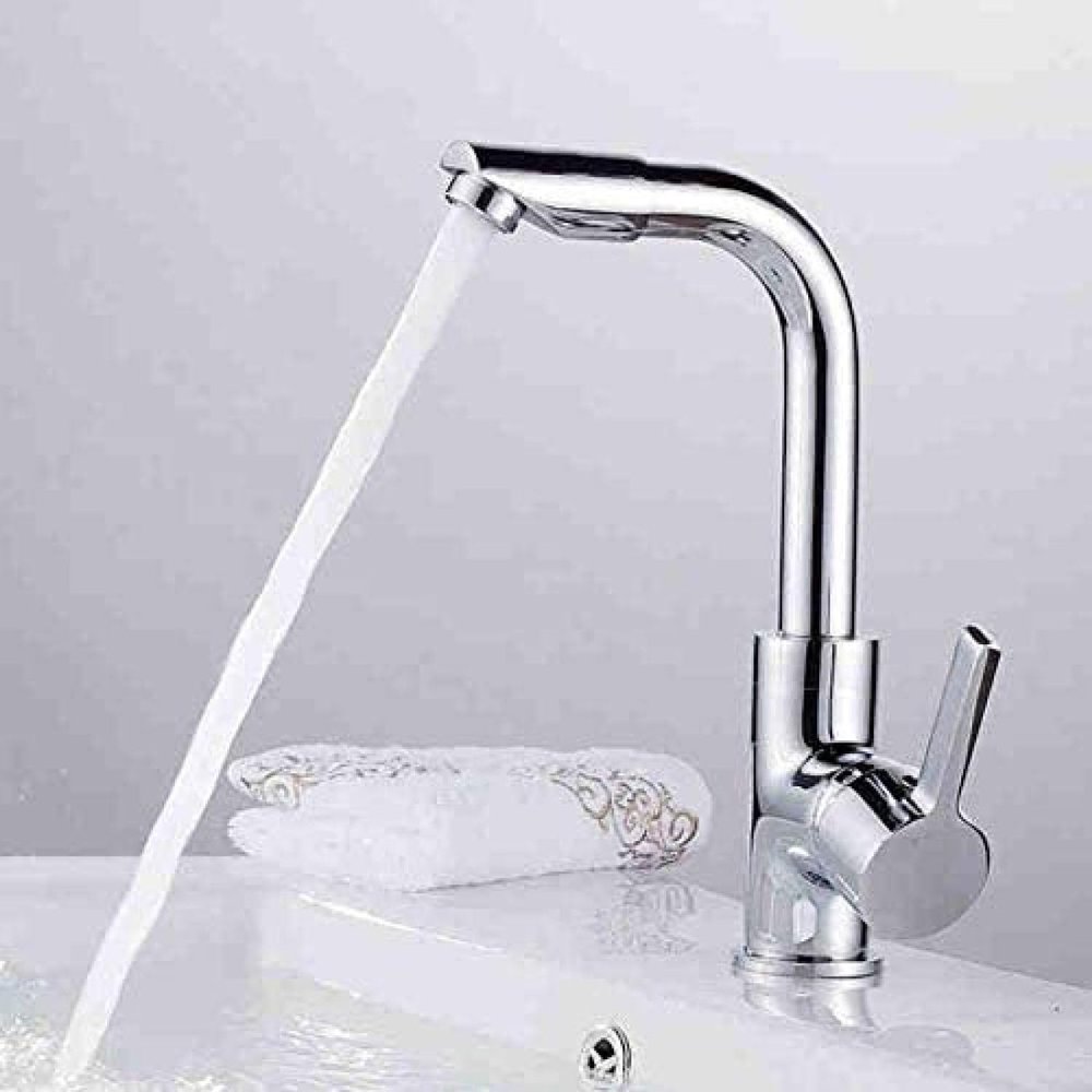 YRYRYW Polished Chrome 360° Rotating Bathroom Basin Faucet
