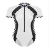 Mufeng Women's Race Driver Costume, Checkered Racer Girl Bodysuit, Black and White, L view 3