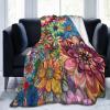 Mexpekil Floral Blanket, Soft Flannel Fleece Throw for Sofa, Bed, Camping and Travel, 125 x 100 cm view 1