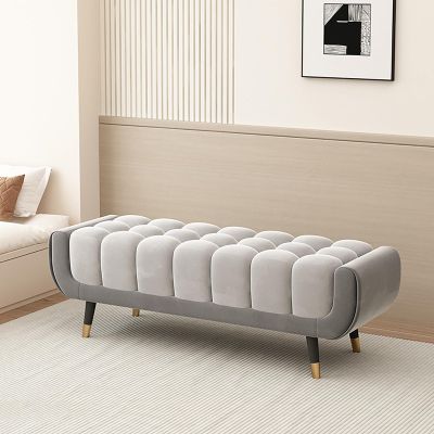 Pearl Velvet Bench with Solid Wood Frame, 70.9 in (180 cm)